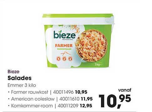 Bieze Salades Emmer 3 kilo - Farmer rauwkost, American coleslaw en Komkommer-room