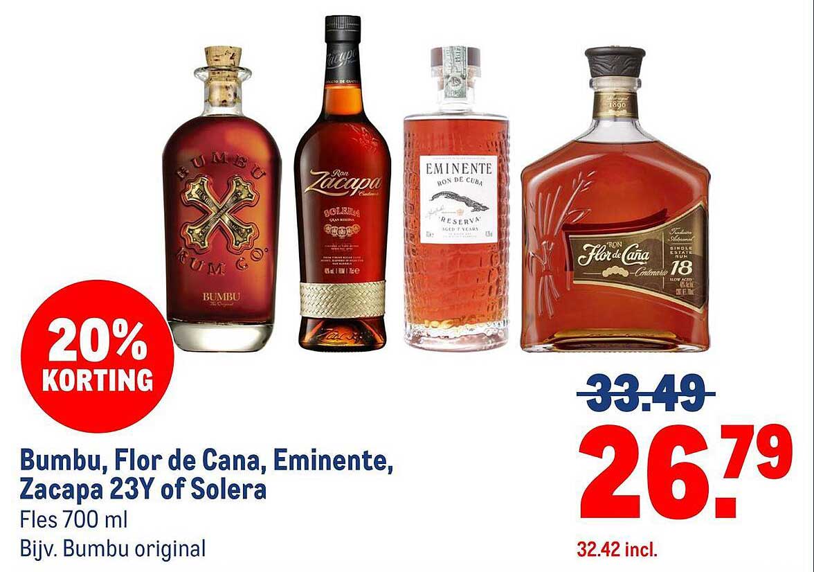 Bumbu, Flor de Cana, Eminente, Zacapa 23Y of Solera