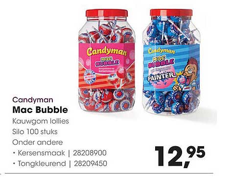 Candyman Mac Bubble Kauwgom lollies Silo 100 stuks