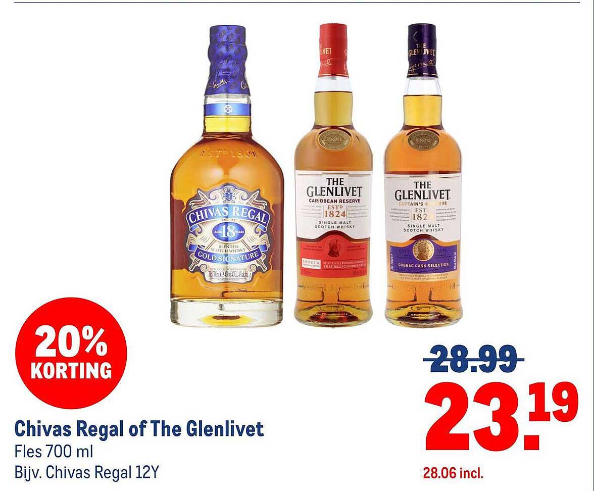 Chivas Regal of The Glenlivet Fles 700 ml