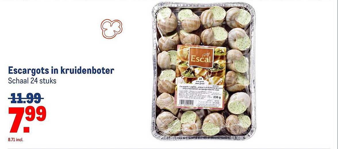 Escargots in kruidenboter Schaal 24 stuks