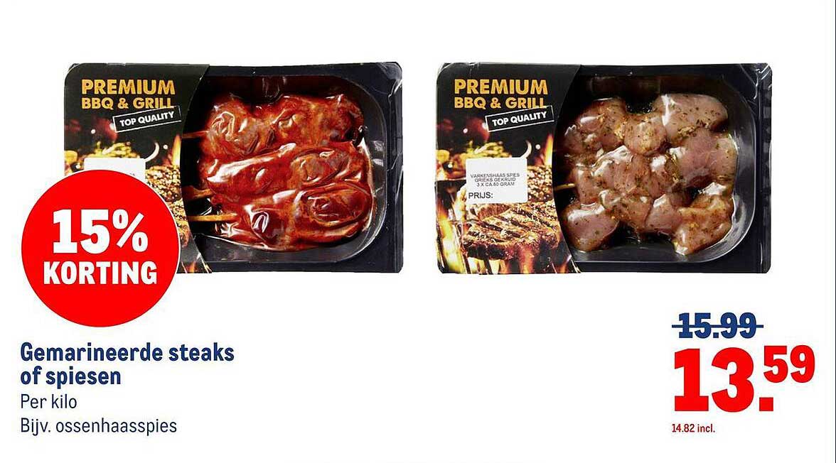 Gemarineerde steaks of spiesen