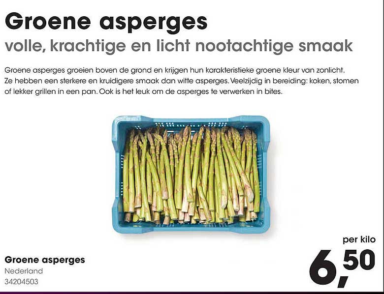 Groene asperges volle, krachtige en licht nootachtige smaak