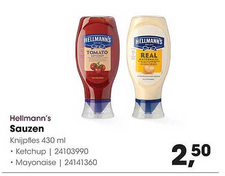 Hellmann's Sauzen Knijpfles 430 ml - Ketchup & Mayonaise