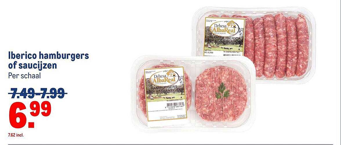 Iberico hamburgers of saucijzen
