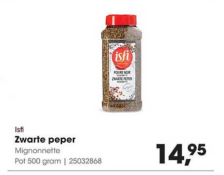 Isfi Zwarte peper Mignonnette Pot 500 gram