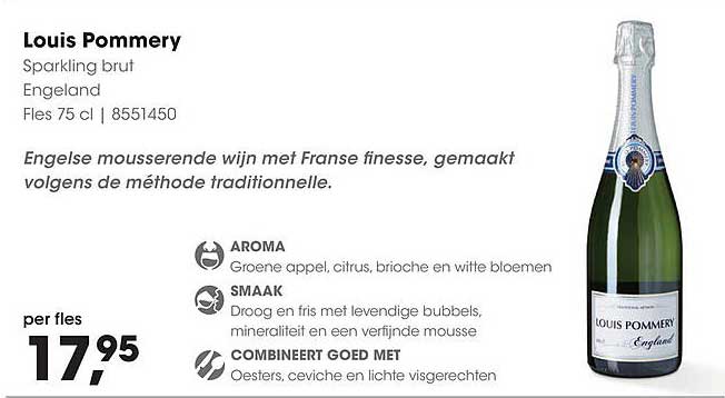 Louis Pommery Sparkling brut - per fles 17,95