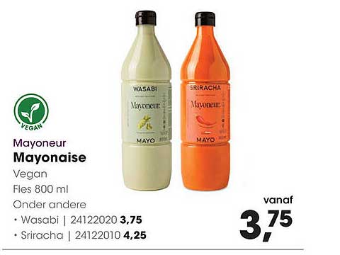 Mayoneur Mayonaise Vegan Fles 800 ml