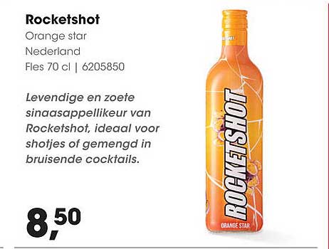 Rocketshot Orange star Fles 70 cl