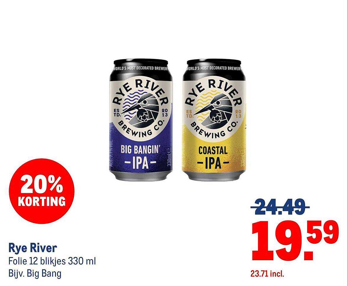 Rye River Folie 12 blikjes 330 ml (Big Bangin' IPA + Coastal IPA)