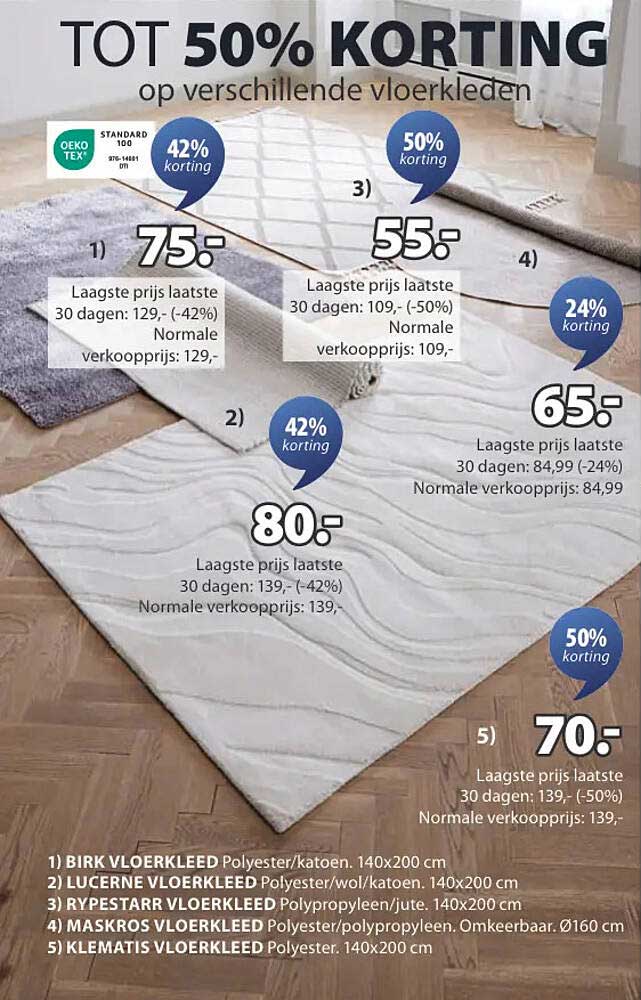 TOT 50% KORTING op verschillende vloerkleden
