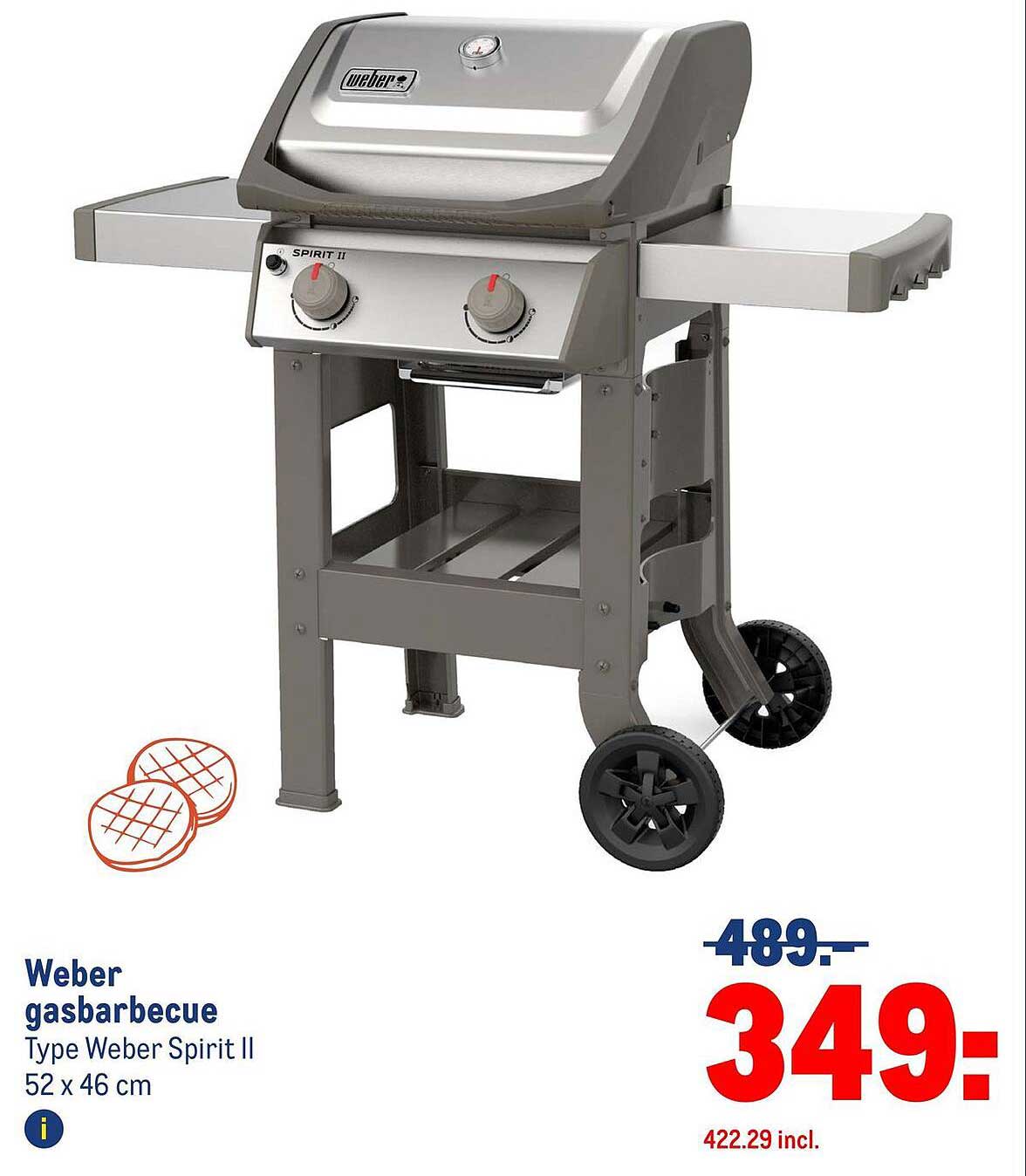 Weber gasbarbecue Type Weber Spirit II 52 x 46 cm