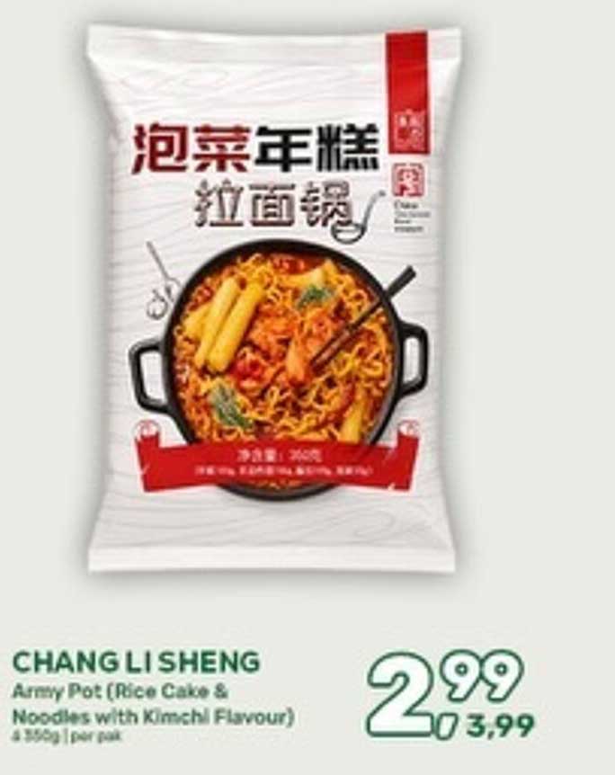 CHANG LI SHENG Army Pot (Rice Cake & Noodles with Kimchi Flavour) 4 350g | per pak