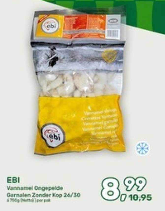 EBI Vacuüm Gepelde Garnalen Zonder Kop 26/30