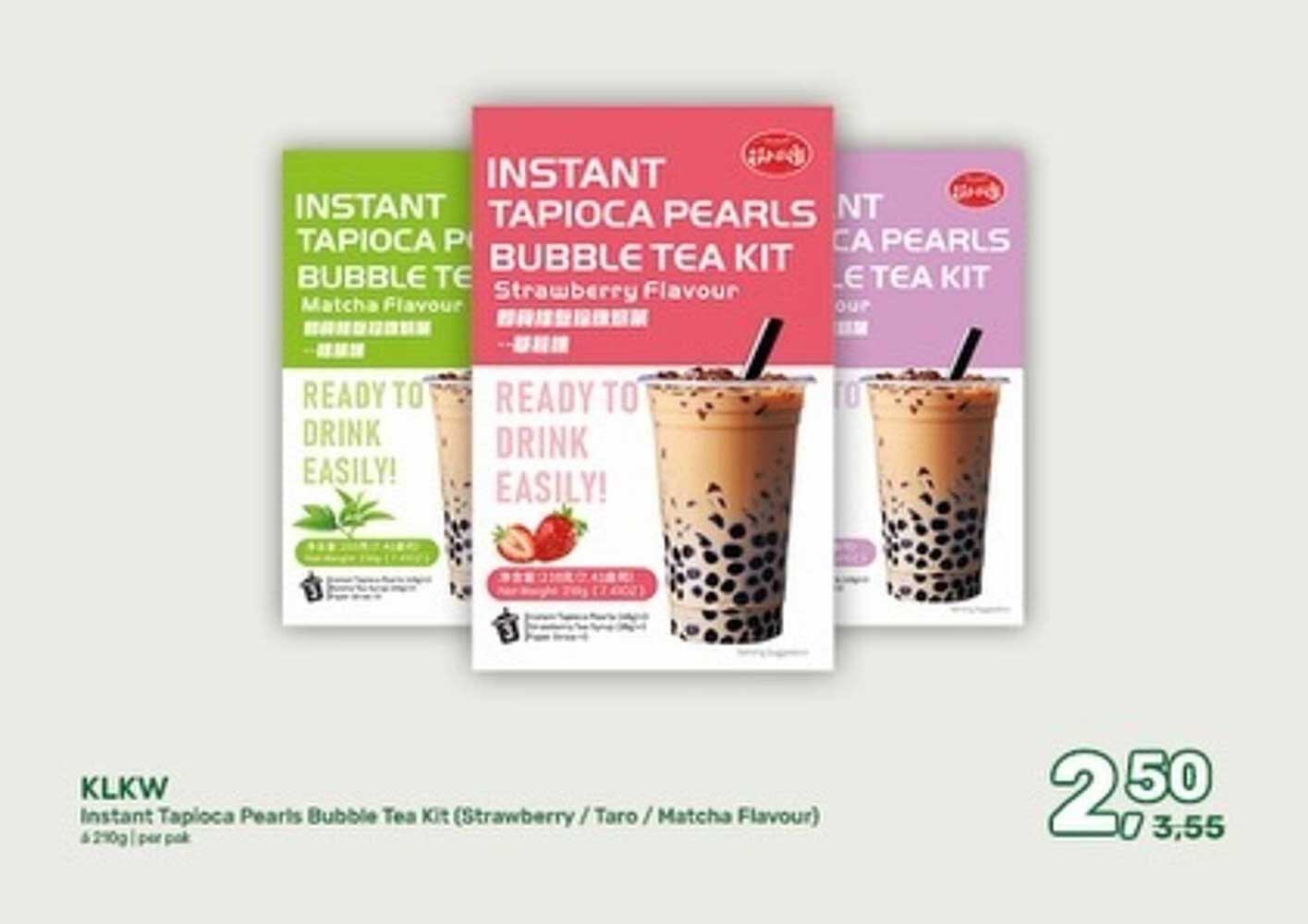 Instant Tapioca Pearls Bubble Tea Kit (Strawberry / Taro / Matcha Flavour)