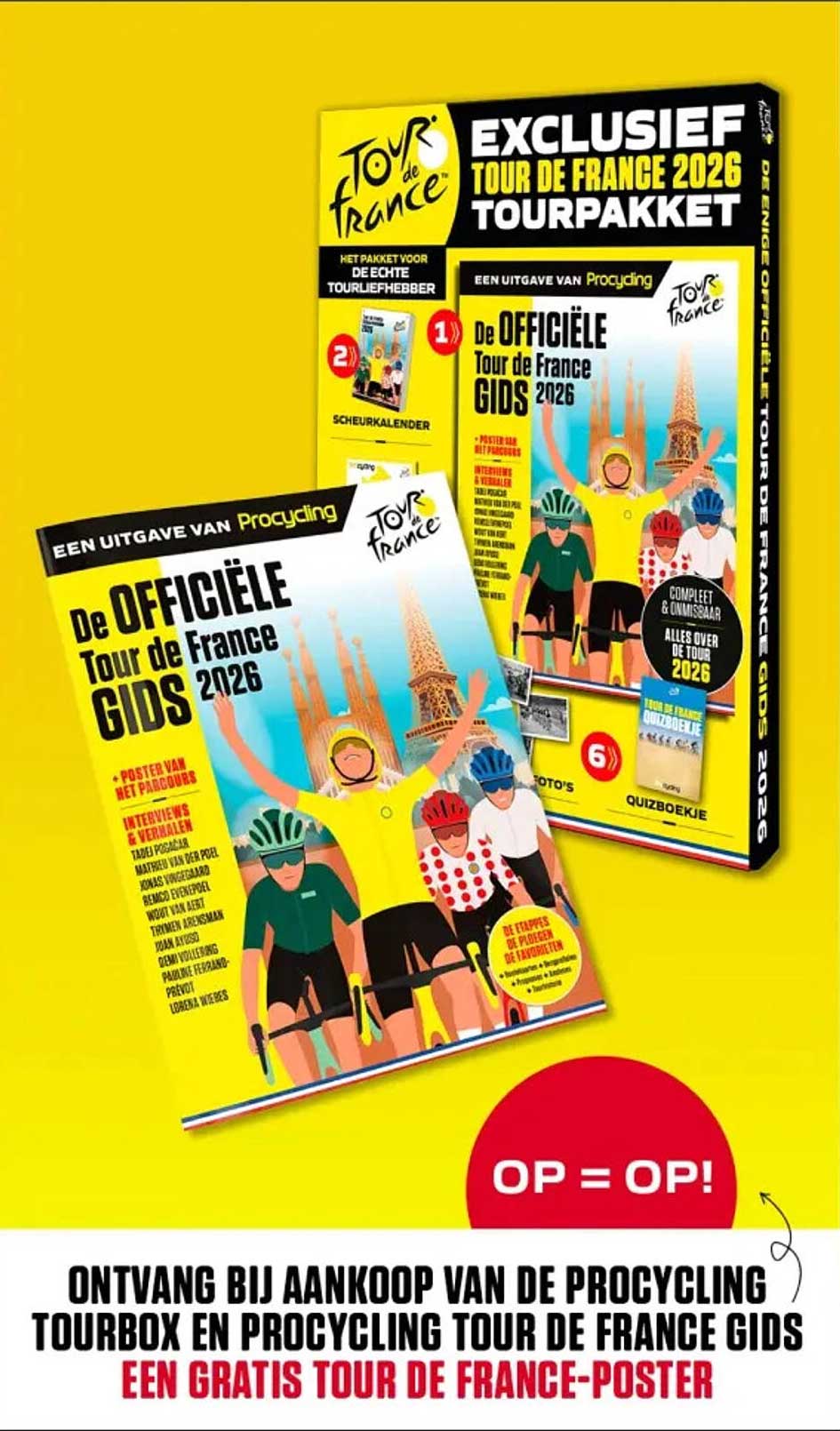 Ontvang bij aankoop van de Procycling Tourbox en Procycling Tour de France Gids een gratis Tour de France-poster