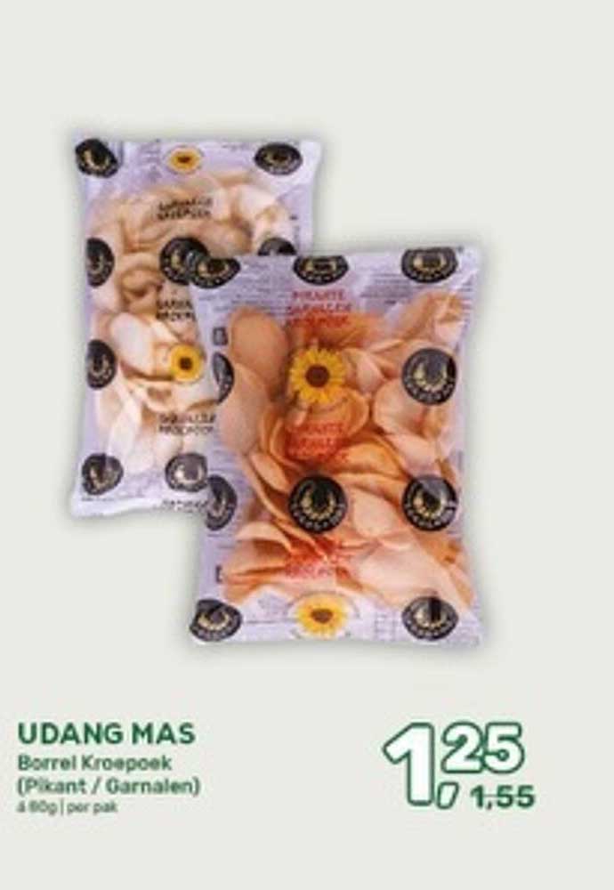 UDANG MAS Borrel Kroepoek (Pikant / Garnalen) 4 x 80g | per pak