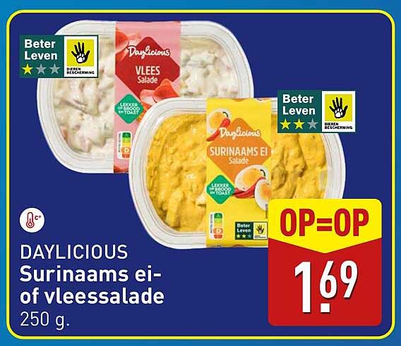 DAYLICIOUS Surinaams ei- of vleessalade 250 g.