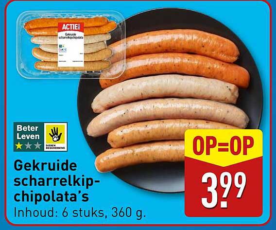 Gekruide scharrelkip-chipolata's