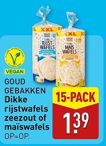 GOUD GEBAKKEN Dikke rijstwafels zeezout of maïswafels 15-PACK