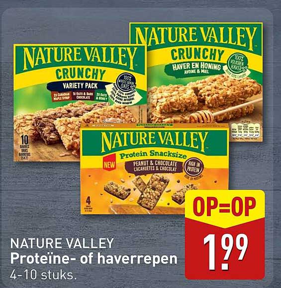 NATURE VALLEY Proteïne- of haverrepen 4-10 stuks.