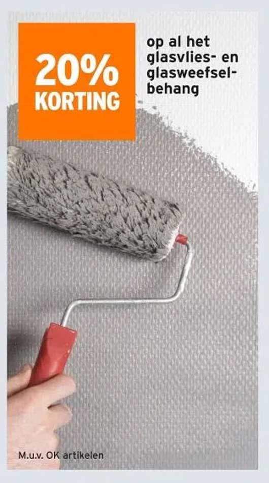 20% KORTING op al het glasvlies- en glasweefselbehang