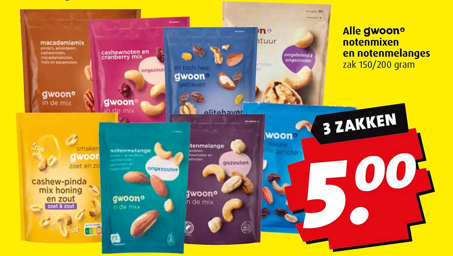 Alle gwoon® notenmixen en notenmengsels zak 150/200 gram