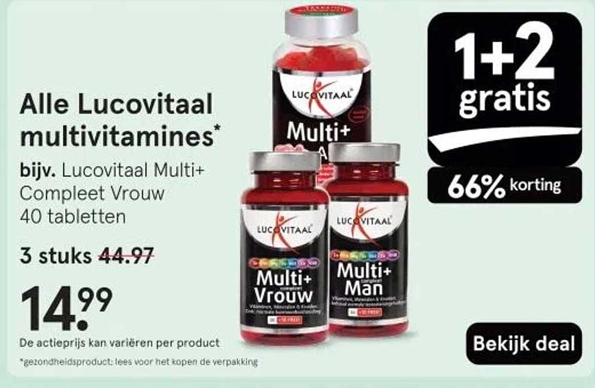 Alle Lucovitaal multivitamines* bijv. Lucovitaal Multi+ Compleet Vrouw 40 tabletten