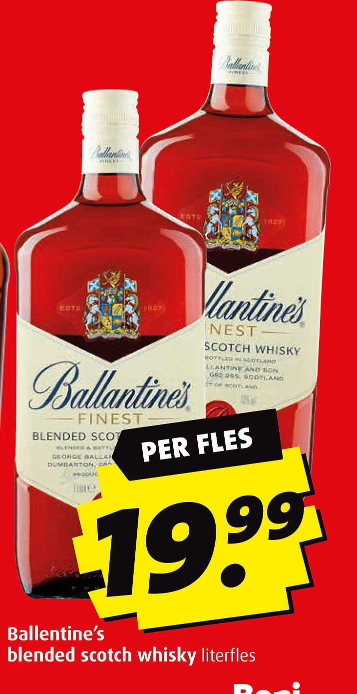 Ballantine's blended scotch whisky literfles
