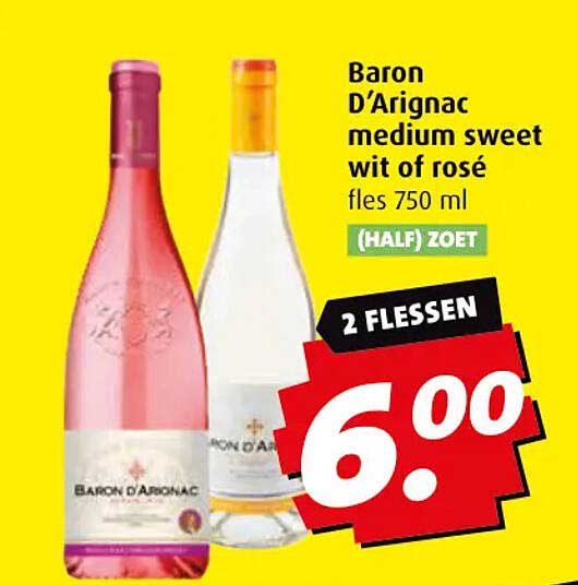Baron D'Arignac medium sweet wit of rosé fles 750 ml
