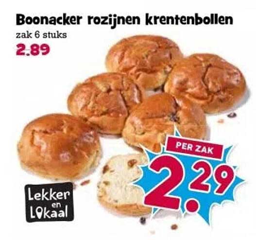 Boonacker rozijnen krentenbollen zak 6 stuks