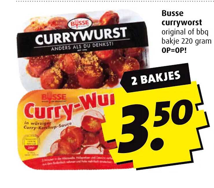 Busse curryworst original of bbq bakje 220 gram