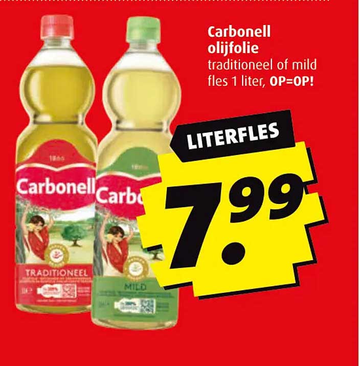 Carbonell olijfolie traditioneel of mild fles 1 liter, OP=OP!