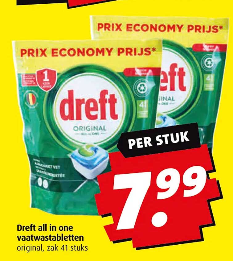 Dreft all in one vaatwastabletten original, zak 41 stuks