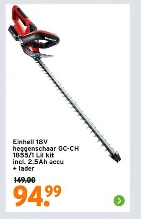 Einhell 18V heggenschaar GC-CH 1855/1 Lil kit incl. 2.5Ah accu + lader