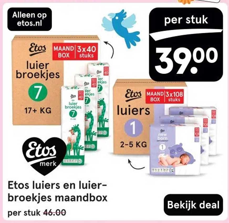 Etos luiers en luierbroekjes maandelijks box