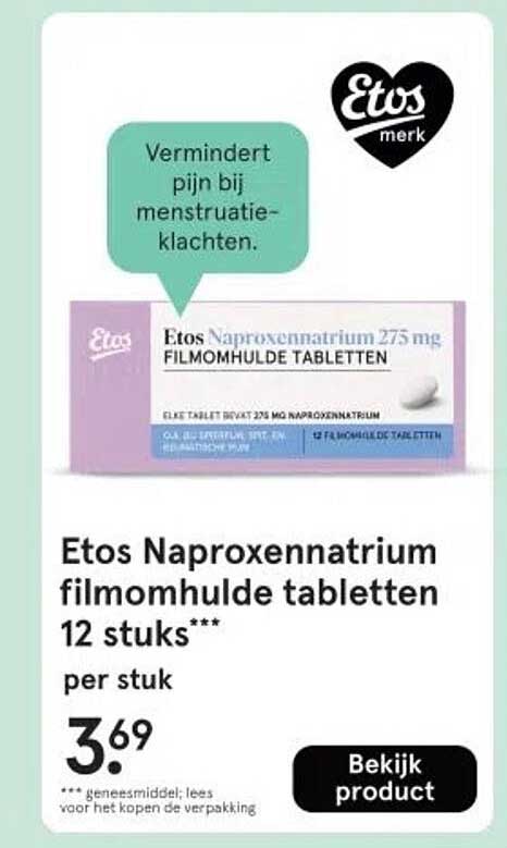 Etos Naproxennatrium filmomhulde tabletten 12 stuks