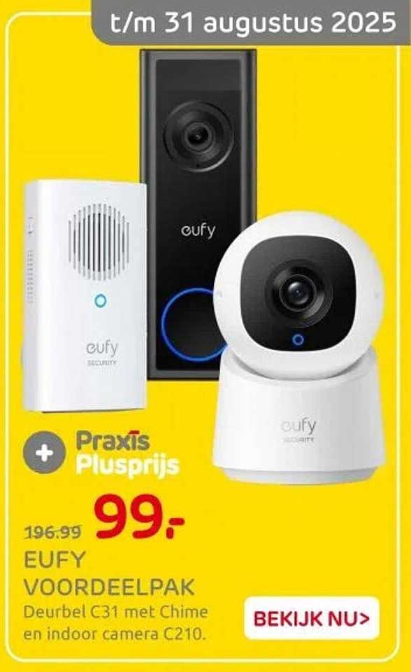 EUFY VOORDEELPAK Deurbel C31 met Chime en indoor camera C210