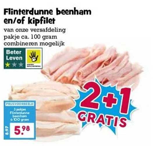 Flinterdunne beenham en/of kipfilet