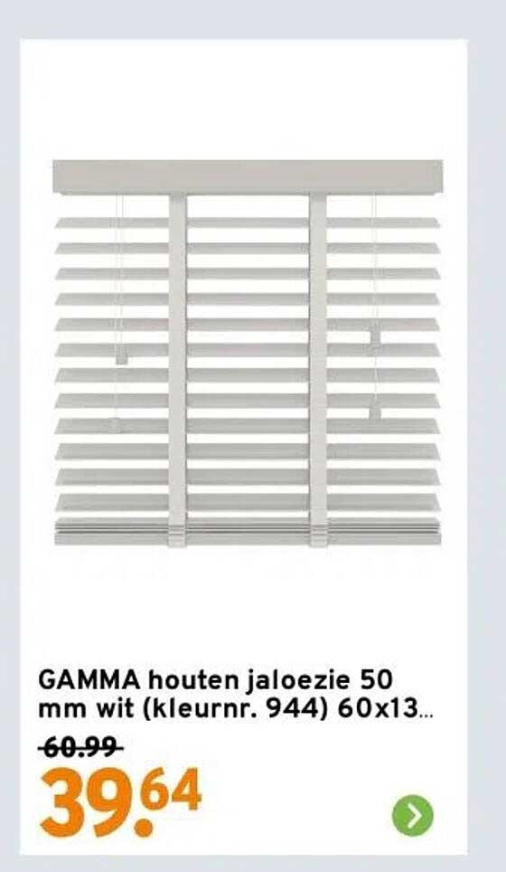 GAMMA houten jaloezie 50 mm wit (kleurnr. 944) 60x130 cm