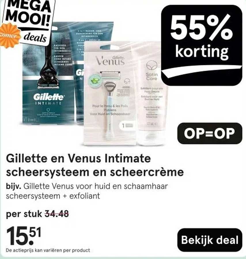 Gillette en Venus Intimate scheersysteem en scheercrème