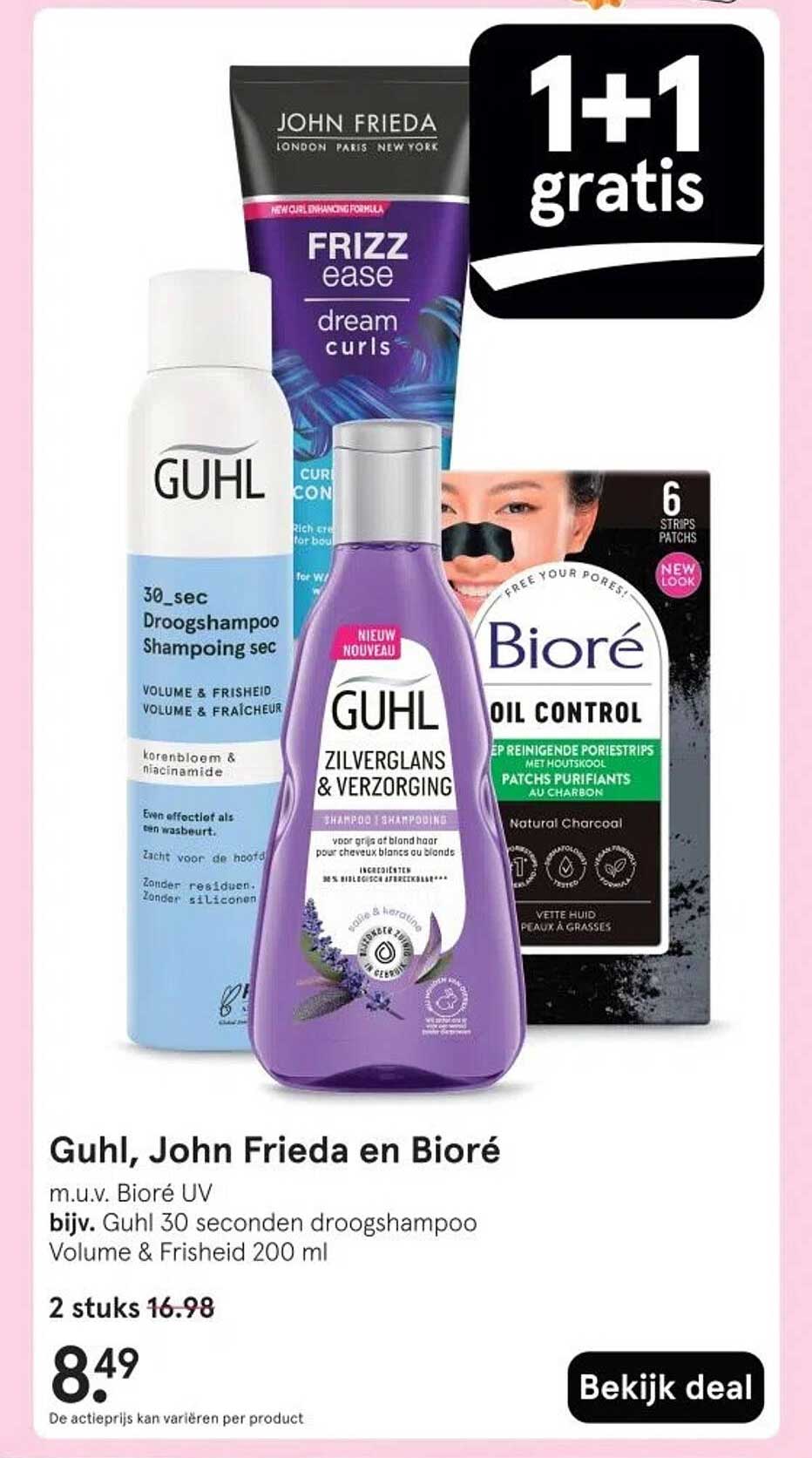 Guhl, John Frieda en Bioré m.u.v. Bioré UV bijv. Guhl 30 seconden droogshampoo Volume & Frisheid 200 ml