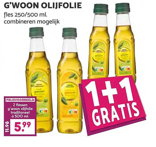 G’woon Olijfolie 1+1 Gratis
