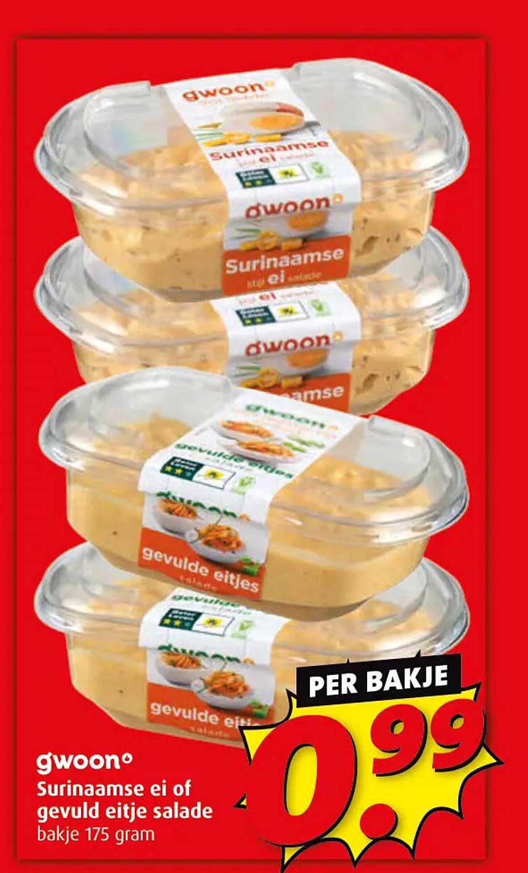 gwoon Surinaamse ei of gevuld eitje salade bakje 175 gram