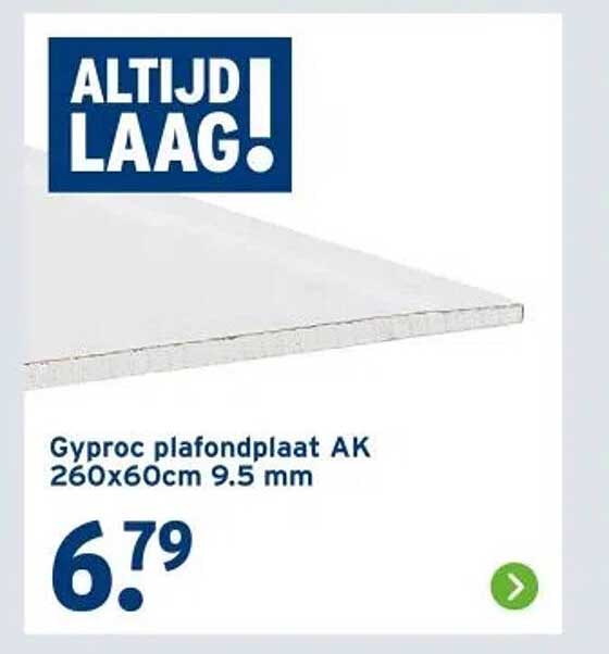 Gyproc plafondplaat AK 260x60cm 9.5 mm