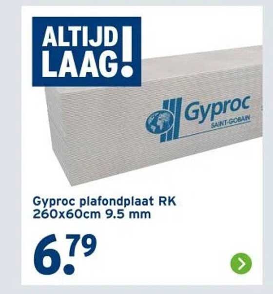 Gyproc plafondplaat RK 260x60cm 9.5 mm