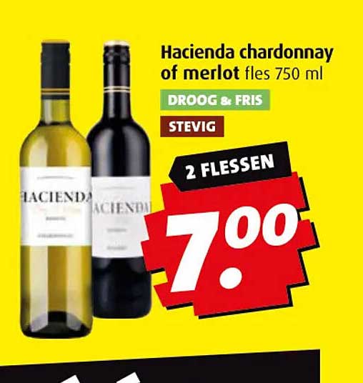 Hacienda chardonnay of merlot fles 750 ml