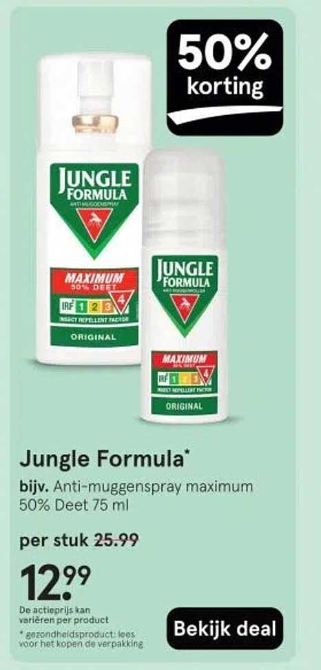 Jungle Formula* bijv. Anti-muggenspray maximum 50% Deet 75 ml
