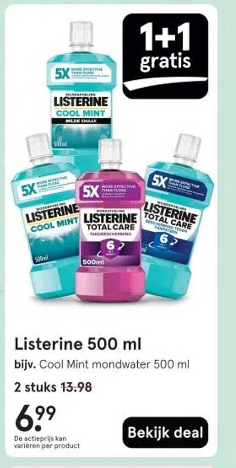 Listerine 500 ml bijv. Cool Mint mondwater 500 ml