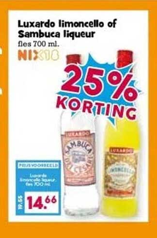 Luxardo limoncello of Sambuca liqueur fles 700 ml.